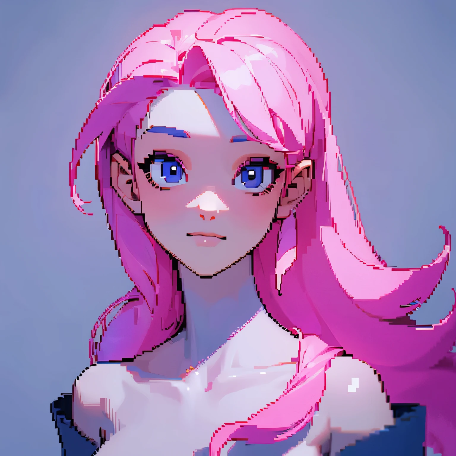 A close up of a woman with pink hair and blue eyes - SeaArt AI