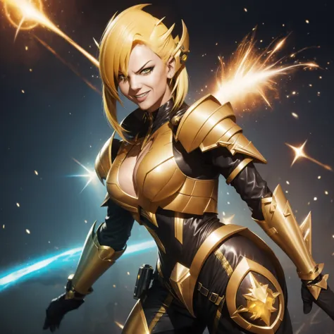 Armored Armalien princess with short, vibrant yellow hair and electrifying powers resides in an uncharted galaxy. Her asymmetric...