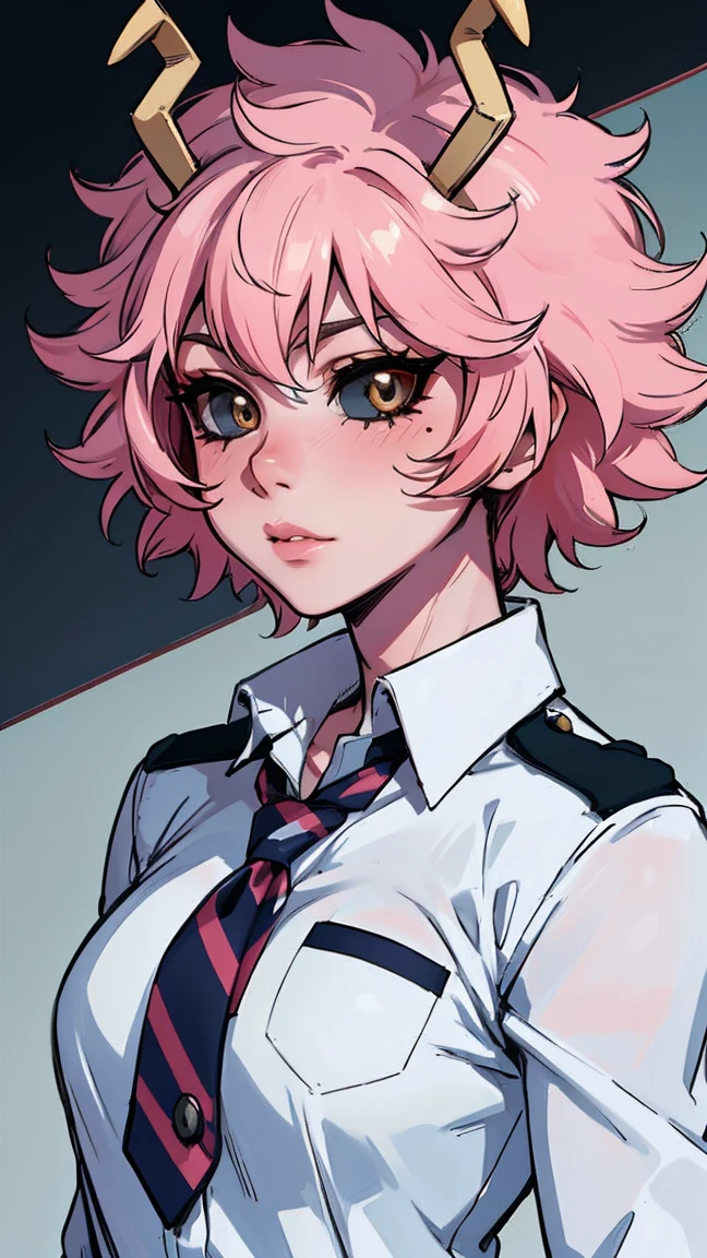 (best quality:1.3), (4k quality), 1 mature woman, Mina Ashido by boku no hero, school uniform, ((Detailed face)), (blush), whole body