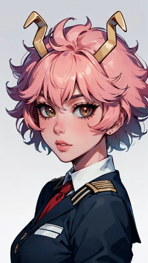 (best quality:1.3), (4k quality), 1 mature woman, mina ashido by boku no hero, school uniform, ((detailed face)), (blush), whole...