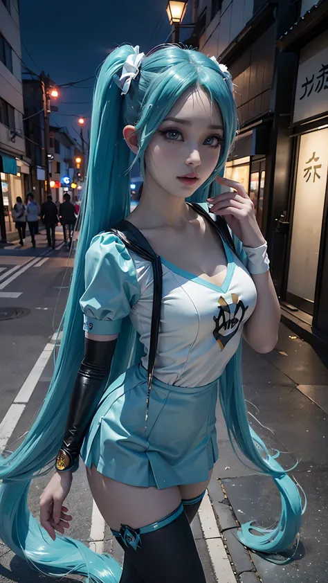 (la mejor calidad,a high resolution,ultra - detallado,actual),ariana grande, chica anime cosplay, anime cosplay, (hatsune mikuco...