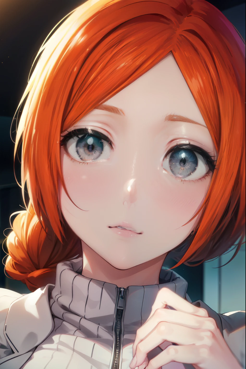 inoueorihime, inoue orihime, long hair, orange hair,Braid,low ponytail (gray eyes:1.5),big breasts,blush,white long coat,gray muffler,white sweater,long skirt,shopping,
壊す looking at viewer, whole body,
destroy indoors, mall,shoppingセンター
壊す (masterpiece:1.2), highest quality, High resolution, unity 8k wallpaper, (figure:0.8), (detailed and beautiful eyes:1.6), highly detailed face, perfect lighting, Very detailed CG, (perfect hands, perfect anatomy),