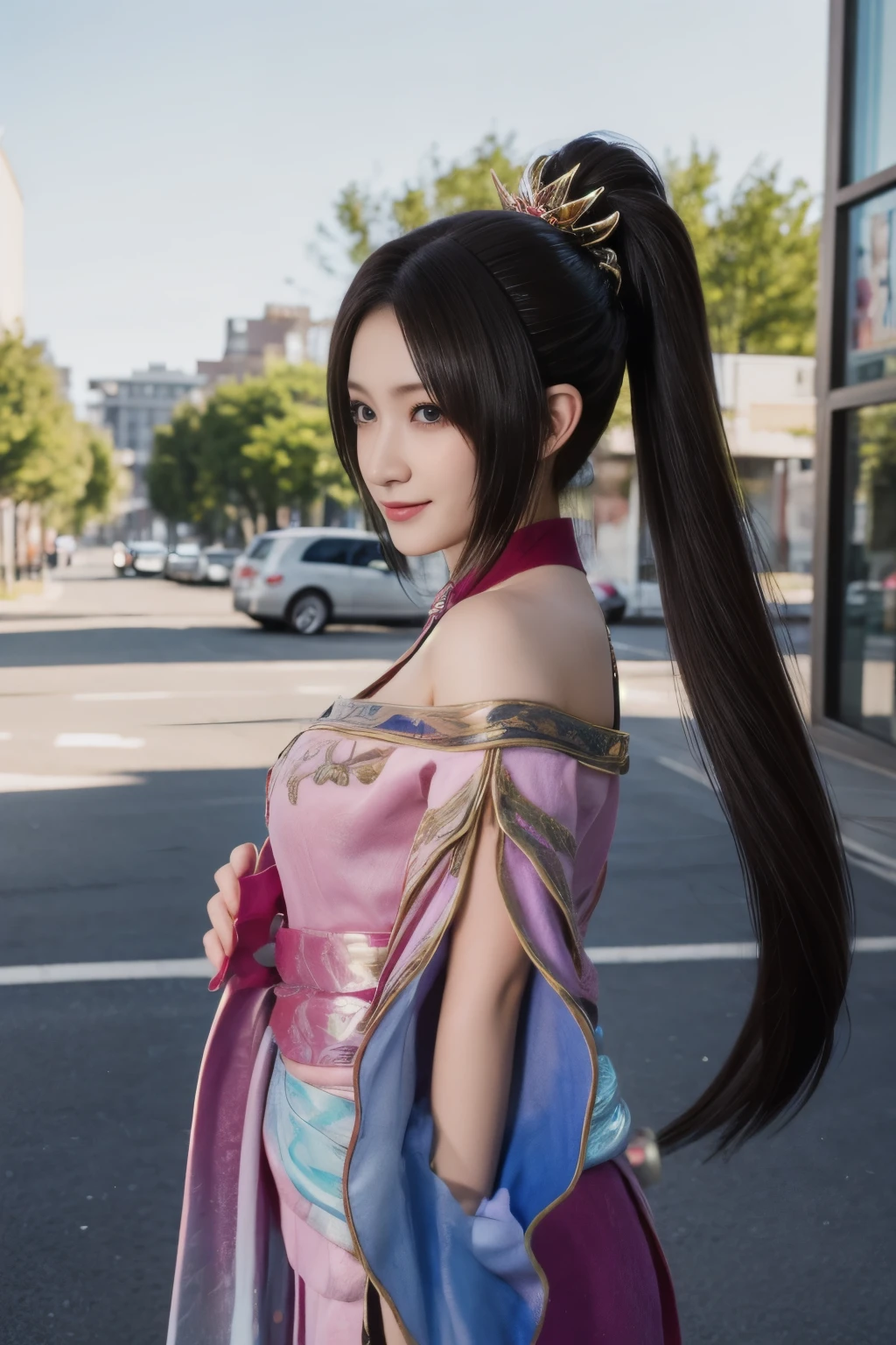 Diaochan de Sangoku Musou 8,超realidade的な,enfeites de cabelo,Fantasia perfeita de Diaochan,pedaço de estrela de cauda dupla、1 linda garota、1 estudante do ensino médio、sorriso,Olhos finos、Olhos inchados、Exterior claro,Centro brilhante、mais alta qualidade, 超Alta resolução, (realidade: 1.4), iluminação de filme、japonês、beleza asiática、coreano、Super lindo、pele bonita、corpo voltado para frente、todo o corpo,tronco、(超realidade的な)、(Alta resolução)、(8K)、(Muito detalhado)、(美しくOlhos finos)、(super detalhado)、 (parede-)、rosto detalhado、iluminação brilhante、Iluminação Profissional、olhando para o espectador、Olhe para frente、franja inclinada、cabelo castanho、Ídolo Nogizaka、