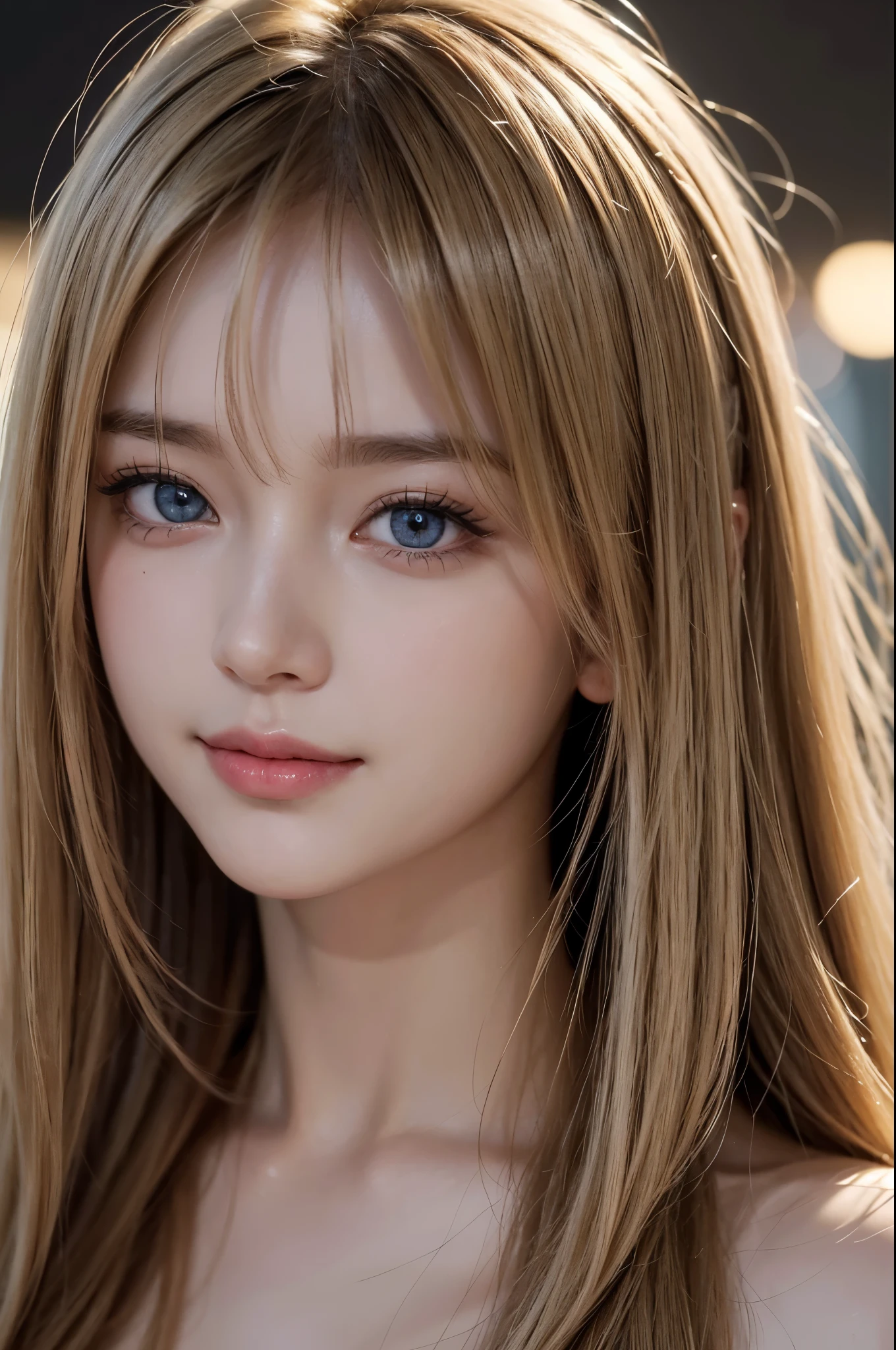 A close up of a woman with long hair and blue eyes SeaArt AI