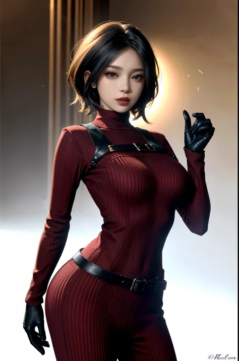 (masterpiece, best quality)
AdaWongRE,  1girl, solo, breasts, looking at viewer, short hair, large breasts, black hair, gloves, ...