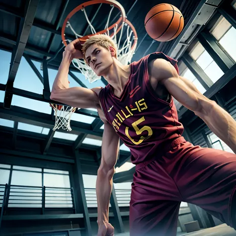 6 ft tall basketball player shooting the ball