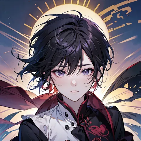 mai yoneyama&#39;s style　one boy　black hair　berry　messy hair　pixiv fashion trends　beautiful boy　profile　sunset　painful　10th gene...