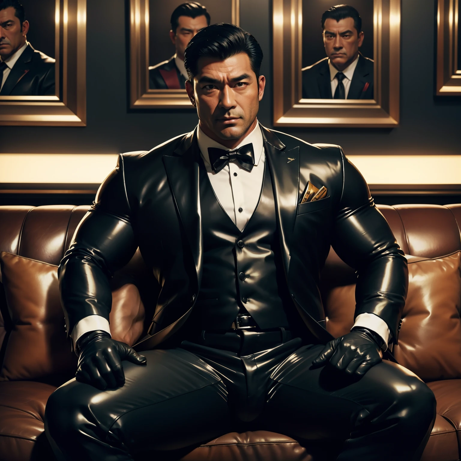 30 years old,daddy,"shiny suit ",Dad sat on sofa,k hd,in the office,"big muscle", gay ,black hair,asia face,masculine,strong man,the boss is,handsome,,leather gloves,lecherous dad,look straight ahead,dad is handsome,dad is handsome ,dad is "horny dad"