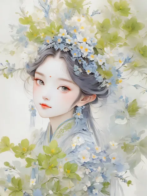 （detailed，high quality）beautiful portrait，a garden scene，art with coloring book page effect。the background should be completely ...