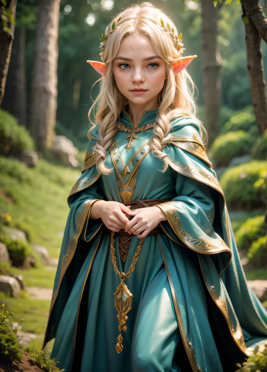 (detailed face, detailed eyes, clear skin, clear eyes), lotr, fantasy, elf, female, full body, looking at viewer, portrait, photography, detailed skin, realistic, photo-realistic, 8k, highly detailed, full length frame, High detail RAW color art, piercing, diffused soft lighting, shallow depth of field, sharp focus, hyperrealism, cinematic lighting
