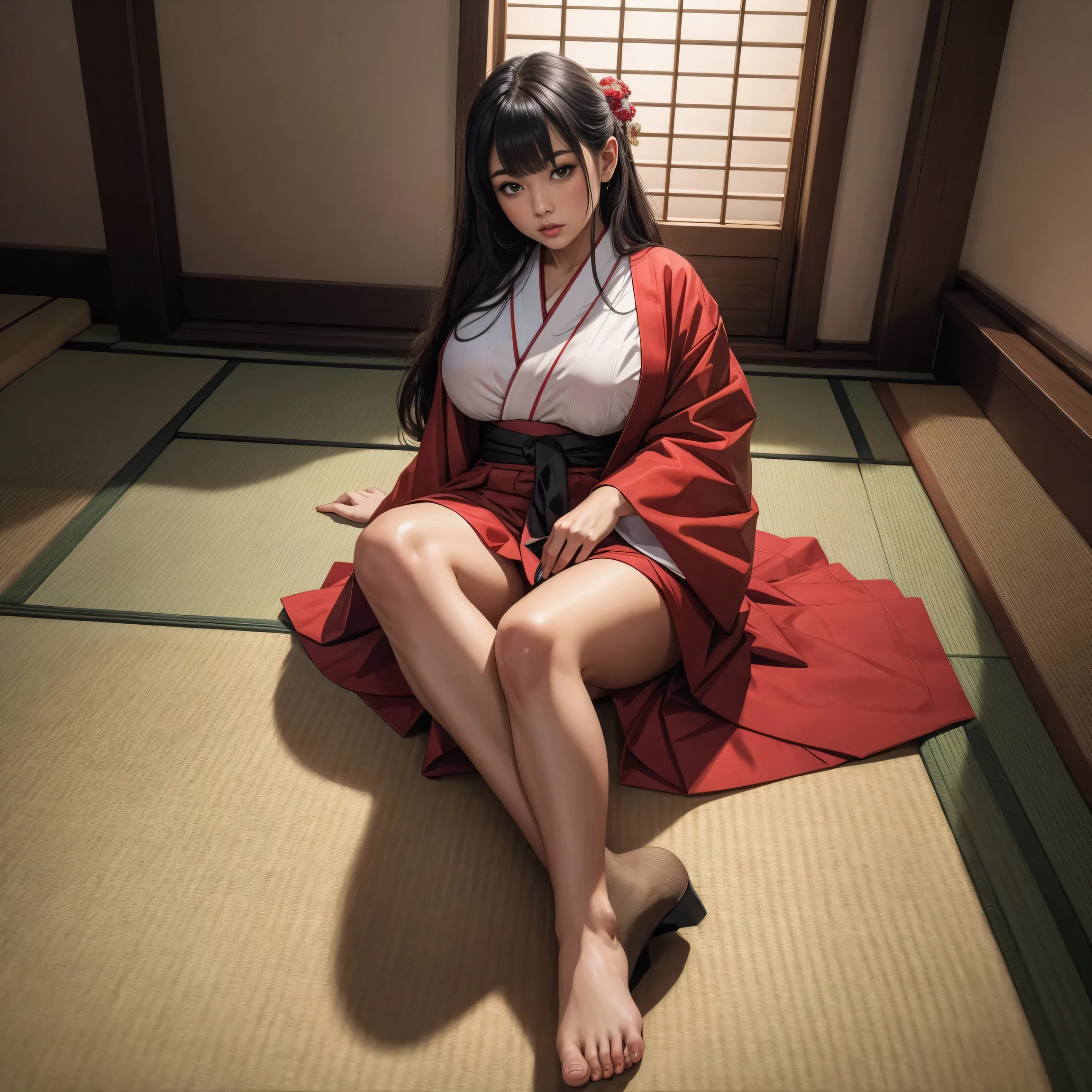 (8K, Best Quality, Masterpiece, Ultra High Definition: 1.2),kimono,Japanese room,hakama,fullbody