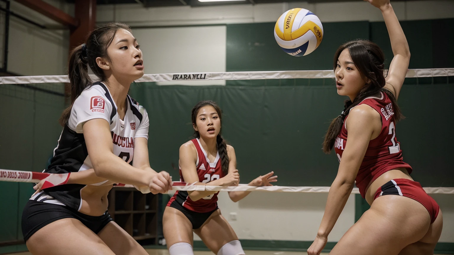 Volleyball player playing without any clothes covering her body in a match  - SeaArt AI