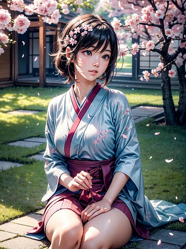 (best quality,highres,ultra-detailed,realistic)
(portraits)
(soft pastel colors)
(with soft sunlight and gentle breeze)
(sakura petals falling all around her)
(her cherry blossom hanami dress flowing in the wind)
(her eyes shining with wonder and joy)
(her cheeks blushing with the pink hues of the blossoms)
(her delicate fingers reaching out to touch the petals)
(the tree branches filled with vibrant pink and white blossoms)
(the serene beauty of the Japanese garden in the background)
(the distant sound of a traditional bamboo flute playing)
(butterflies fluttering around her)
(cherry blossom scent lingering in the air)
(a feeling of tranquility and harmony)
(a moment frozen in time, capturing the essence of spring)