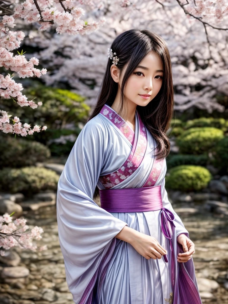 (best quality,highres,ultra-detailed,realistic)
(portraits)
(soft pastel colors)
(with soft sunlight and gentle breeze)
(sakura petals falling all around her)
(her cherry blossom hanami dress flowing in the wind)
(her eyes shining with wonder and joy)
(her cheeks blushing with the pink hues of the blossoms)
(her delicate fingers reaching out to touch the petals)
(the tree branches filled with vibrant pink and white blossoms)
(the serene beauty of the Japanese garden in the background)
(the distant sound of a traditional bamboo flute playing)
(butterflies fluttering around her)
(cherry blossom scent lingering in the air)
(a feeling of tranquility and harmony)
(a moment frozen in time, capturing the essence of spring)