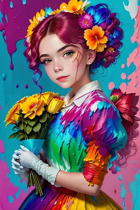 beautiful 19-year-old girl with a bouquet of flowers in her hands.! the magic of creating masterpieces of portrait art ! all pai...