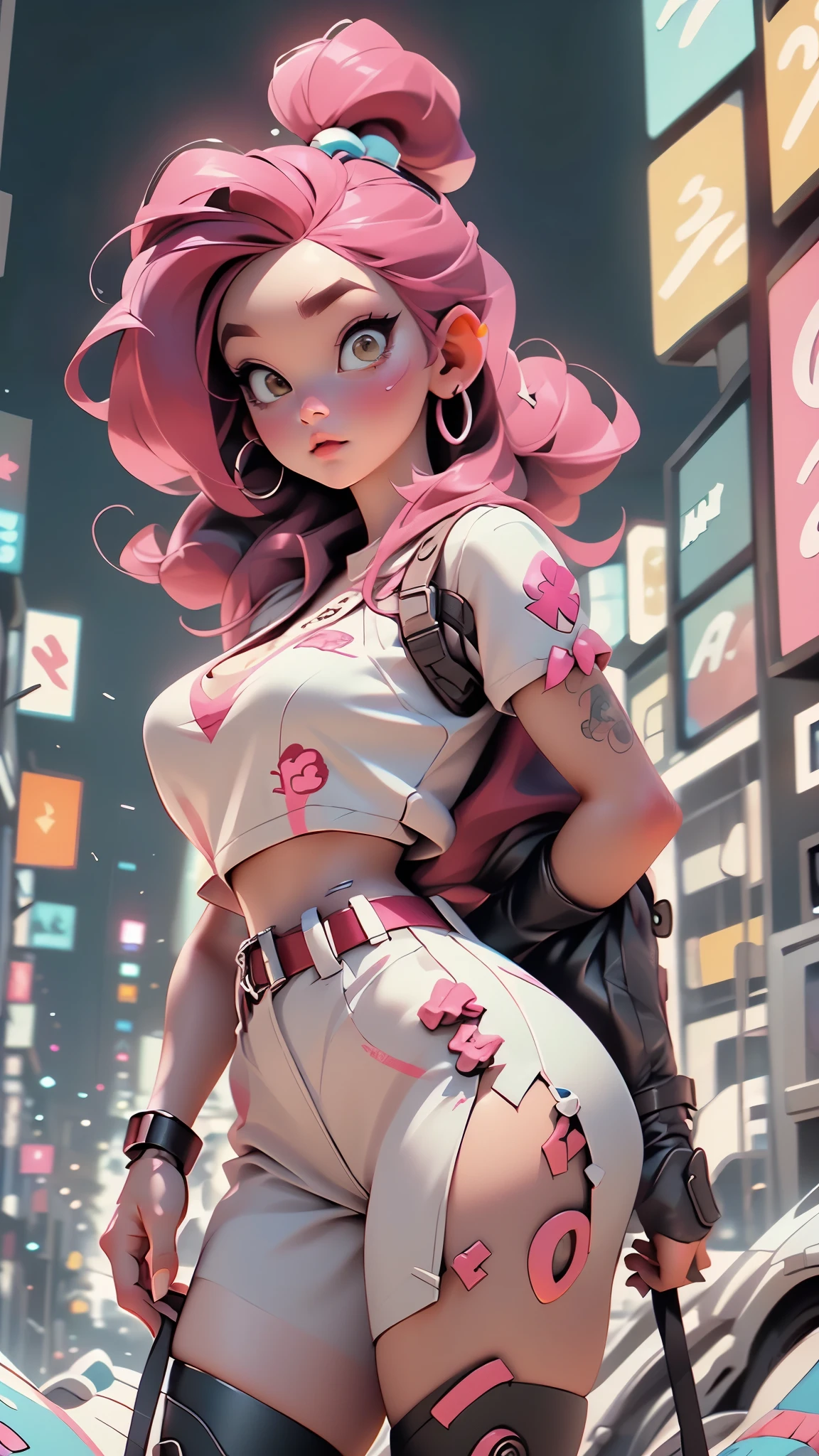 ((Best Quality, best resolution, award-winning portrait, official art)), ((perfect Masterpiece)), ((Realistic)) and ultra-detailed photography of a 1nerdy cyberpunk girl with goth and post apocalyptic colors. She has ((long red hair)), wears a (Harajuku-inspired cyberpunk tech-wear top) and a (Harajuku-inspired cyberpunk tech-wear bottom:1.2) , ((the most beautiful and sexy aesthetic)), sexy, super huge enormously gigantic tits, cleavage showing, hot, sexy, seductive, slutty