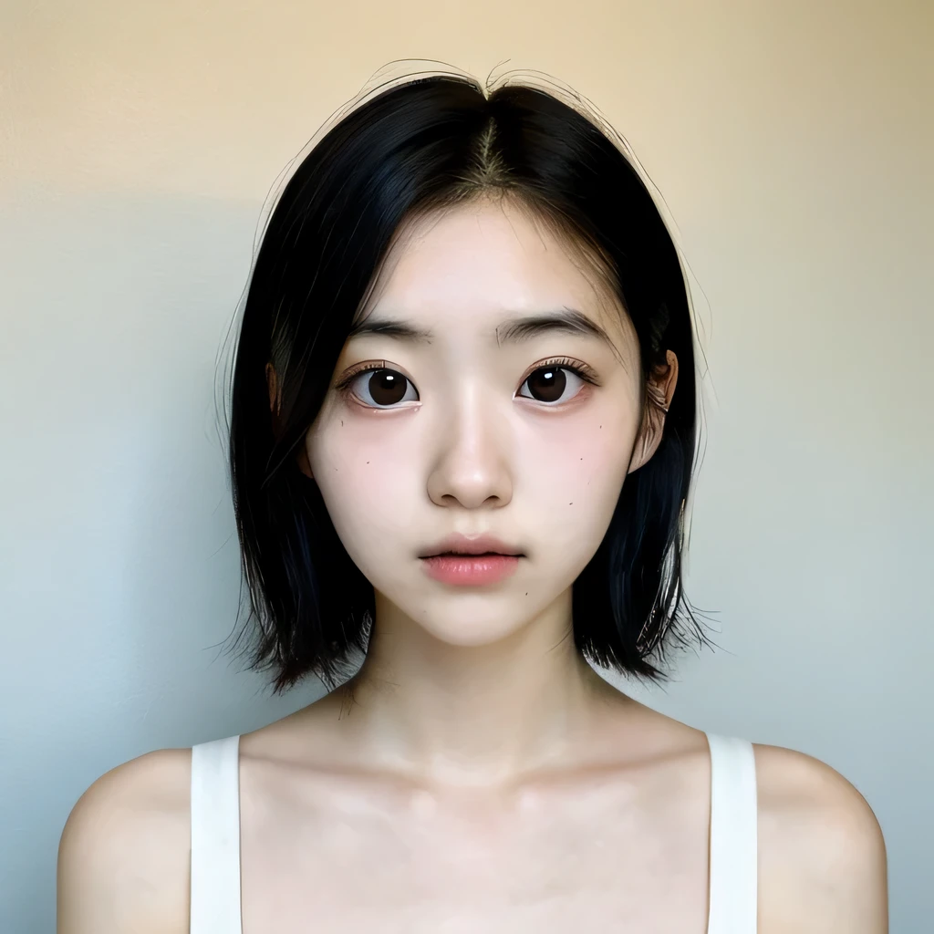 Arafed asian woman with a white tank top and black hair - SeaArt AI