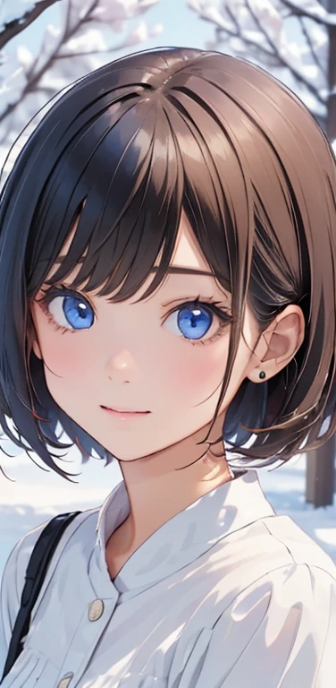 (8K、highest quality、masterpiece:1.2)、Super detailed、super resolution、Realistic、1girl、(two-color hair, white:1.5)、blue eyes、(eye focus:1.3,face focus:1.3,upper body:1.5),(gradient hair:1.5),(blouse:1.3)、(clear face:1.3),cute face,small breasts,portrait,
