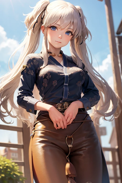 (masterpiece, best quality:1.2), cowboy shot, solo, 1girl, nao \(mabinogi\), slight smile, closed mouth, looking at viewer, twintails, hair ribbon, chinese clothes