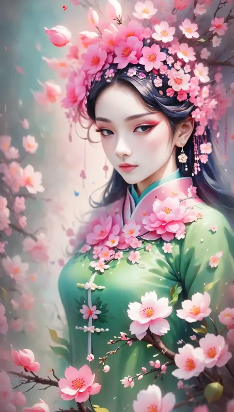 (((Baiyun，Sakura background))), (((high saturation))), ((surrounded by brilliant colors)))) super detailed, Beautiful and beauti...