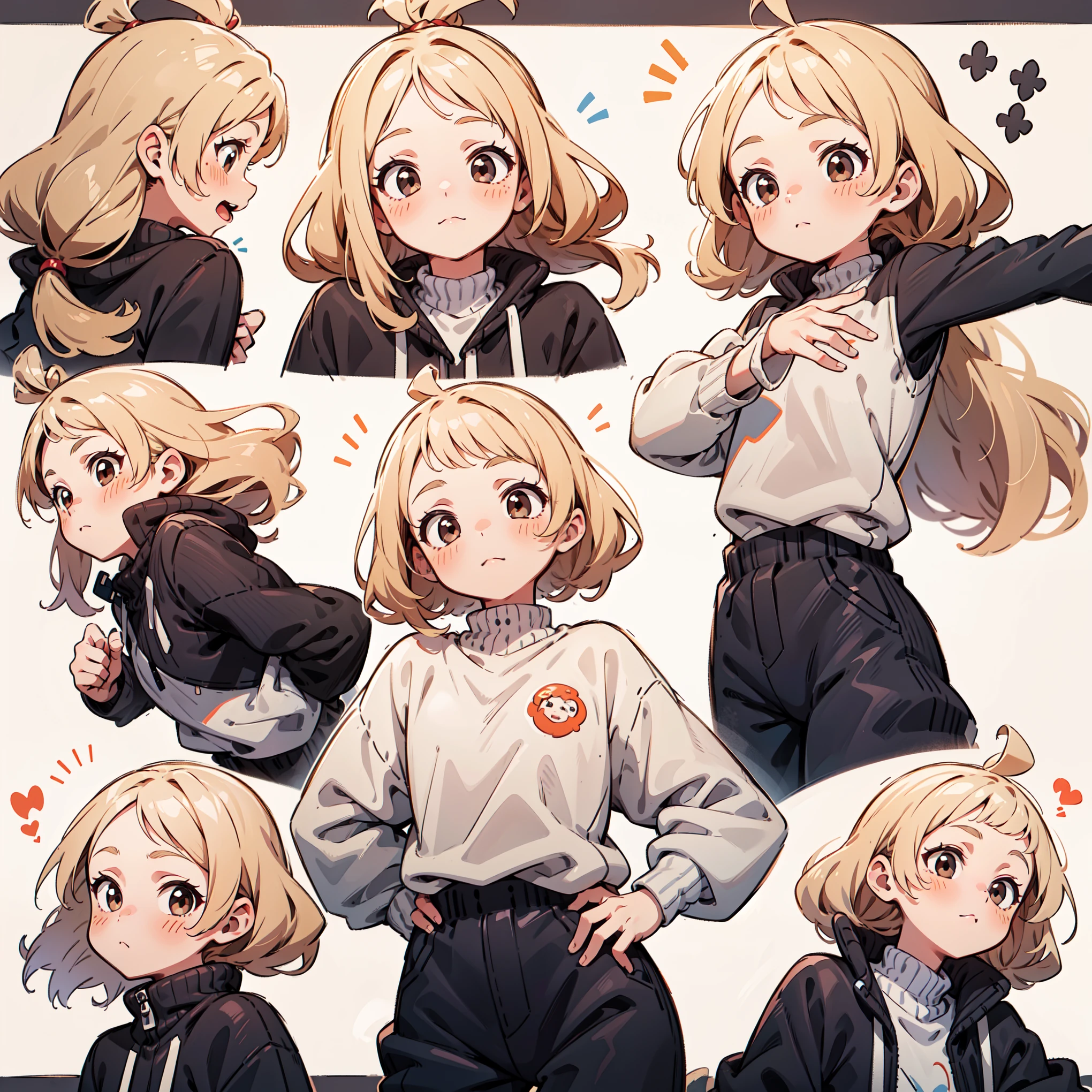 Anime character poses of a woman with different expressions SeaArt AI