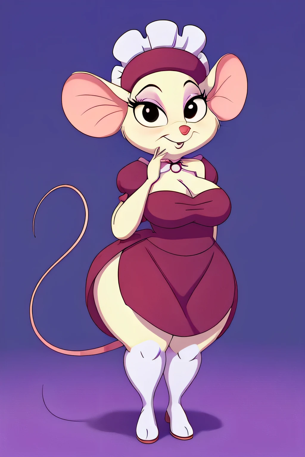 A cartoon mouse with a dress and a hat on - SeaArt AI