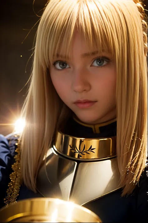  1girl,(((17 years old))),(a blond), (braided single hair bun)), (huge breast:1.5), (((armor))), ((beautiful anime eyes with fin...