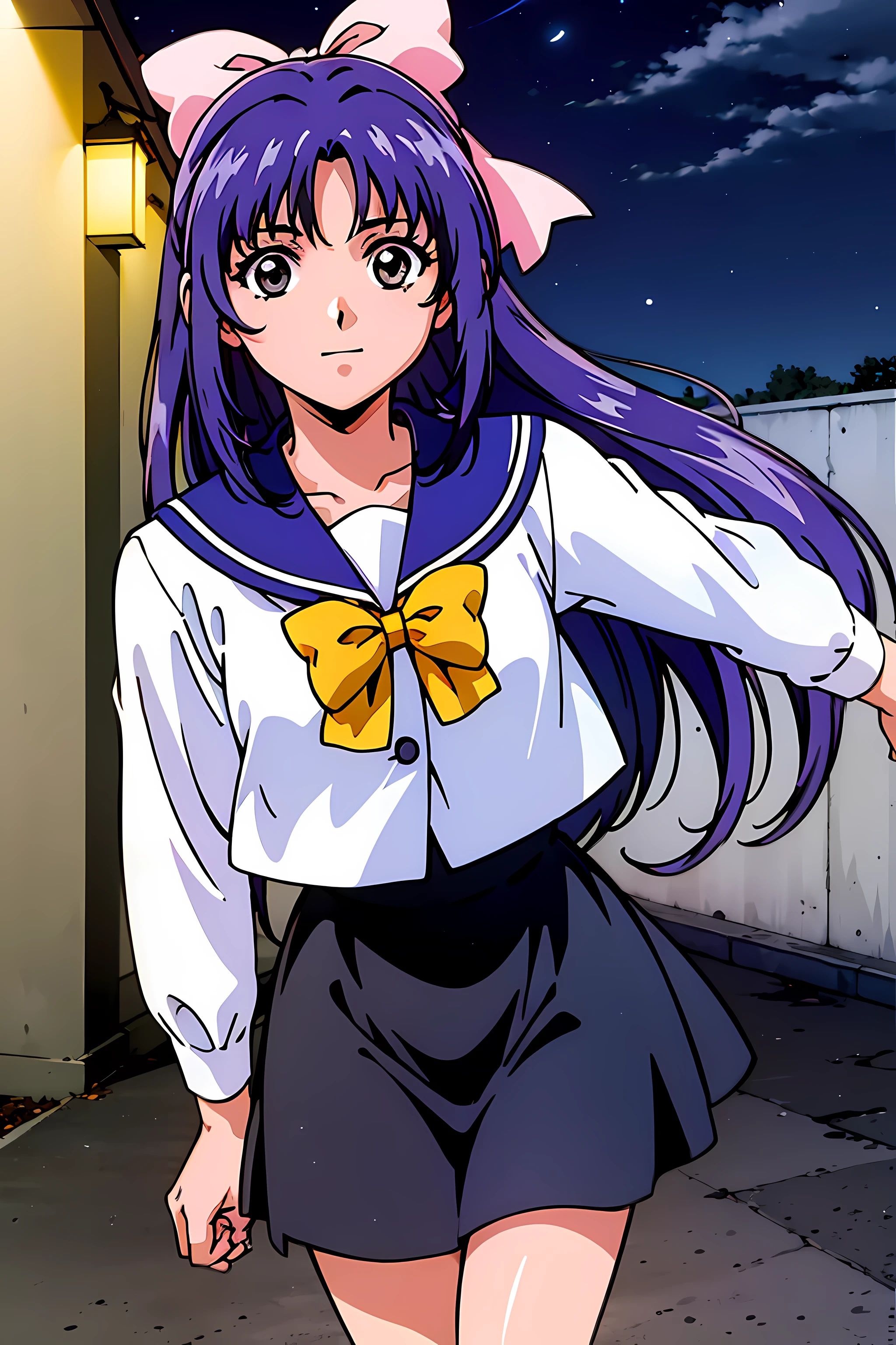 Anime Girl In A Sailor Outfit Walking Down A Sidewalk - Seaart Ai