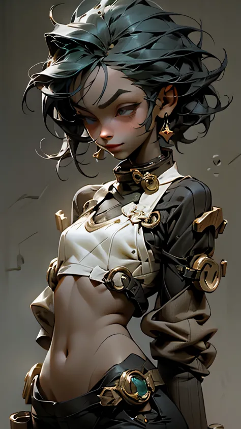 1 beautiful girl of the dragon race (18 anos), (pele escura:1.3), mechanical body, olhos escuros, tronco, cintura fina, peito pe...