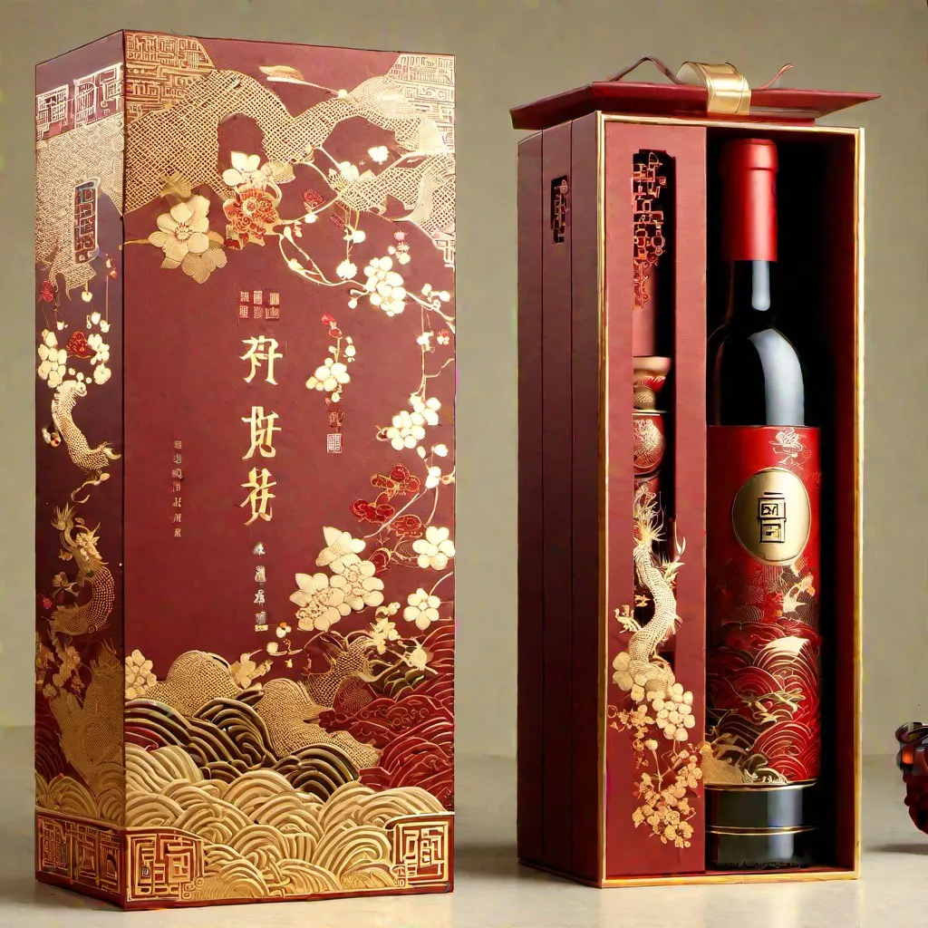 高档酒礼盒效果图-High-end wine gift box renderings