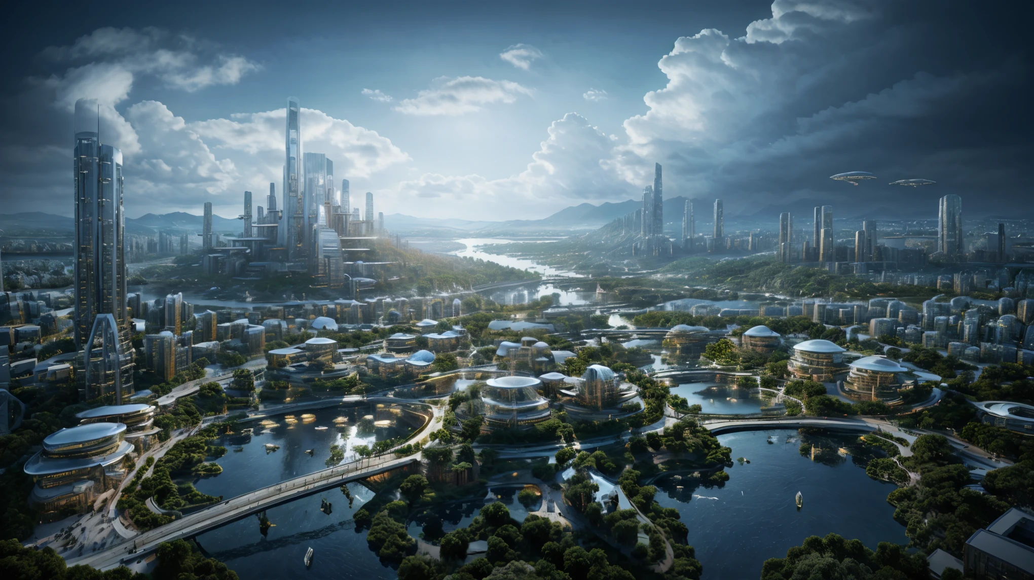 (An island city floating in the clouds),(sky cities), Fantasy style, a 3D render, futuristic utopian fantasy, Future Style, beeple style,planetary city, futuristic utopia,Contains various ancient buildings,a plant,Colorful lights,ultra - detailed,actual,Vast clouds and stars,looking from above, night background roof,rays of moonlight,natta,Background with,ancient buildings of China,misty mountains,contours,8K