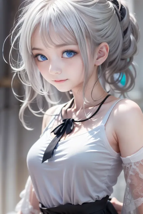 (((1 girl)),ray tracing,(dim lighting),[detailed background (living room)),((silver hair)),(silver hair)),((Fluffy silver hair, ...