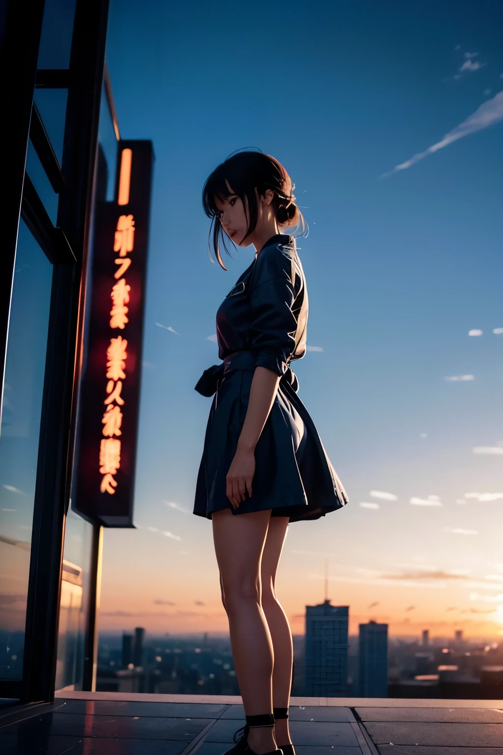 Photo de profil colorée d&#39;un personnage féminin dans un style anime. Il présente des caractéristiques distinctes de&#39;animéOshi no Ko.. La scène se déroule dans une ville futuriste avec des néons. je&#39;environnement est passionnant et aventureux. Les paramètres de la&#39;appareil photo sont ceux d&#39;Un appareil photo numérique avec un réglage ISO faible. je&#39;objectif est un objectif zoom avec une ouverture moyenne. jea conception des personnages est inspirée de l&#39;illustrateur et animateur japonais, Akiko Stehrenberger, et photographié par Makoto Shinkai, le réalisateur de Your Name