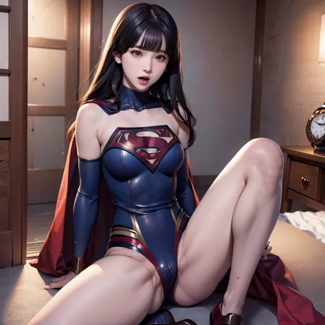 software，（Ultra-realistic photo of Supergirl tied up in chains：1.2），superman tight fit suit，4k，8k，HDR，（Depth of the bounds written：1.2），Bokeh，hyper detail，（Naughty：1.2）facial expression，（Fat stature），（broken clothes）），（Full of scars）），（（spread your legs））,...