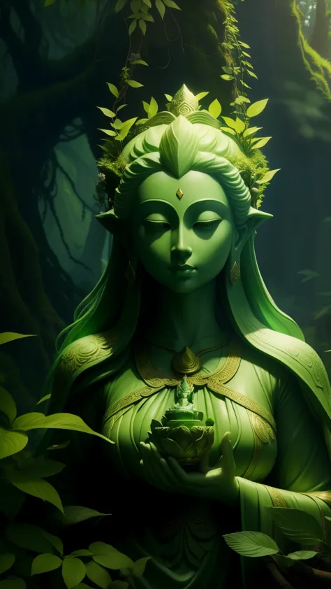 Goddess of the mossy earth，myth, nature goddess, nature goddess, Guan yin, fantasy stills, Movie goddess close up, Jungle goddes...