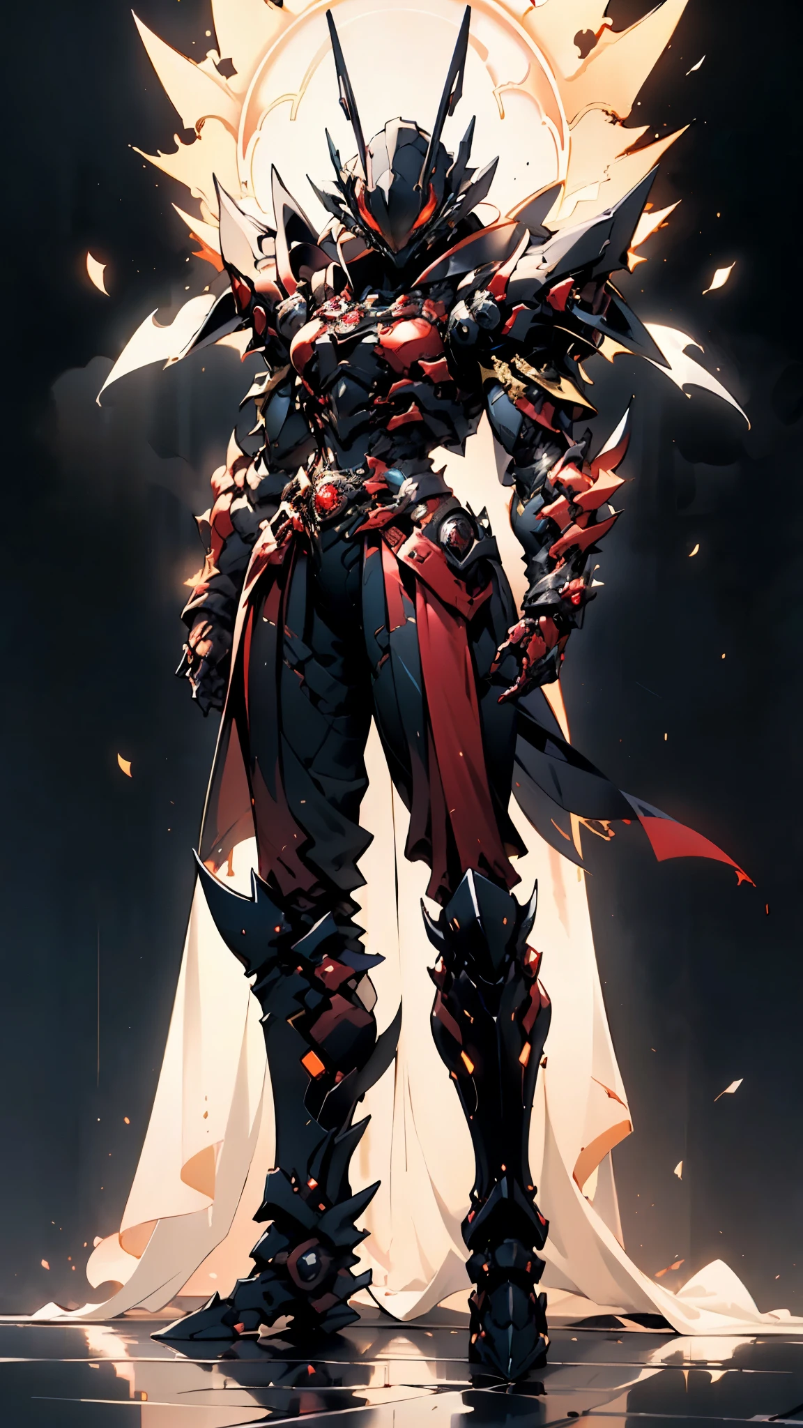 A woman adorned in fantasy-style full-body armor, a crown-concept fully enclosed helmet that unveils only her eyes, a composite layered chest plate, fully encompassing shoulder and hand guards, a lightweight waist armor, form-fitting shin guards, the overall design is heavy-duty yet flexible, ((the armor gleams with a golden glow, complemented by red and blue accents)), exhibiting a noble aura, she floats above a fantasy-surreal high-tech city, this character embodies a finely crafted fantasy-surreal style armored hero in anime style, exquisite and mature manga art style, (Queen bee mixed with Spider concept Armor, plasma, blood), ((Element, energy, elegant, goddess, femminine:1.5)), metallic, high definition, best quality, highres, ultra-detailed, ultra-fine painting, extremely delicate, professional, anatomically correct, symmetrical face, extremely detailed eyes and face, high quality eyes, creativity, RAW photo, UHD, 32k, Natural light, cinematic lighting, masterpiece-anatomy-perfect, masterpiece:1.5