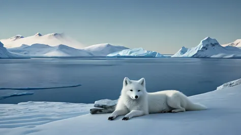  arctic fox, landscape ,completing the stable diffusion of serenity and contentment,masterpiece, best