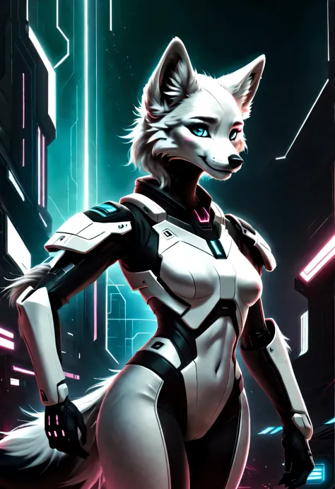 《codename arctic fox》,Science fiction,futuristic,cyberpunk,Surrealism,white,