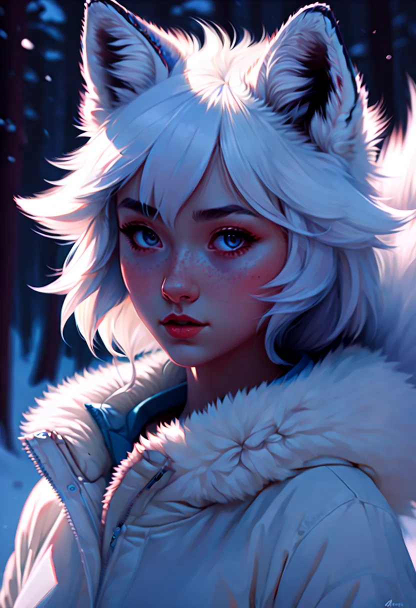 arctic fox, by ILya Kuvshinov, (best quality, masterpiece, Representative work, official art, Professional, Ultra intricate deta...