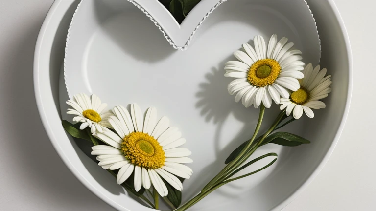 Generates an image of a daisy, with white petals and a yellow heart.