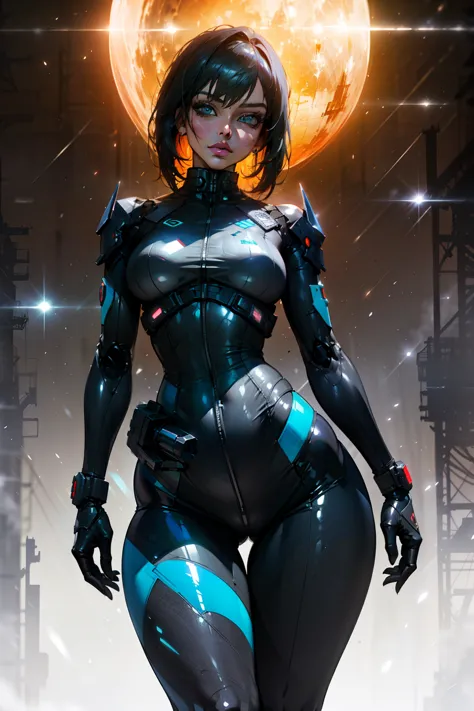 (((from face to the waist:1. 3)), (((beauty slim shape)))) best quality, hyperrealistic masterpiece, astonish anime beauty tight cyberpunk mech suit superheroine, portrait photorealist, perfect and realist skin, glowing sharp vivid colors eyes, HDR, 4k