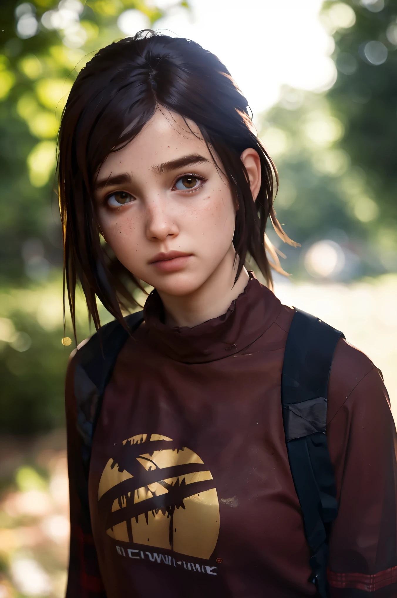 A stunning and intricate full color portrait of zaraZof1, 13 year old girl, wearing a brown turtleneck or t-shirt, epic character composition, alessio albi, nina masic, sharp focus, natural lighting, subsurface dispersion, f2, 35mm,