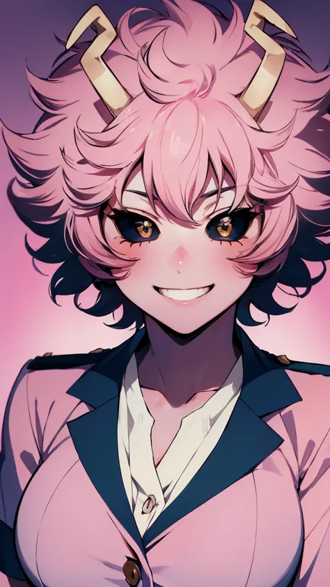 (best quality:1.3), (4k quality), 1 mature woman, mina ashido by boku no hero, school uniform, ((detailed face)), (blush), whole...