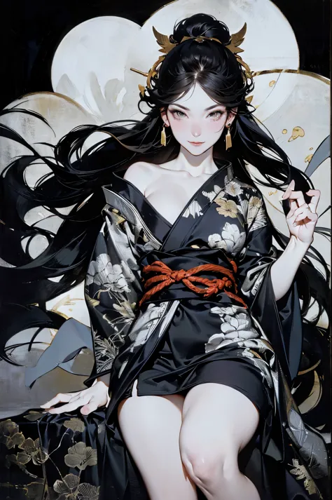 umalinda warrior sexy, pretty face, delicious company, alluring figure, wearing a sexy open kimono. the artwork is created in a ...