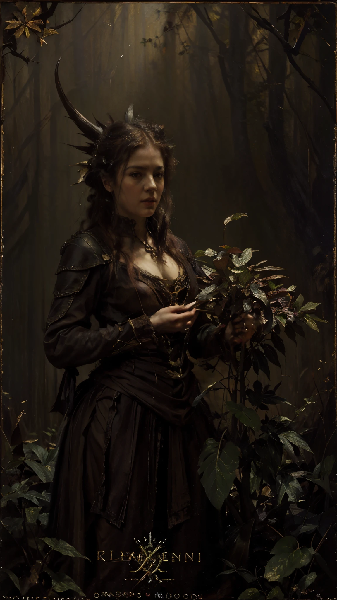 (masterpiece) ( a dark fantasy card artwork using a dark fantasy culture style but with old painting artists drawing style ), just a fantasy poisonous plant creature with animal creature elements around your voluminous leaves, seems like a monstruous and dangerous plant, ((plant:1.0)) ((just a plant:1.0))