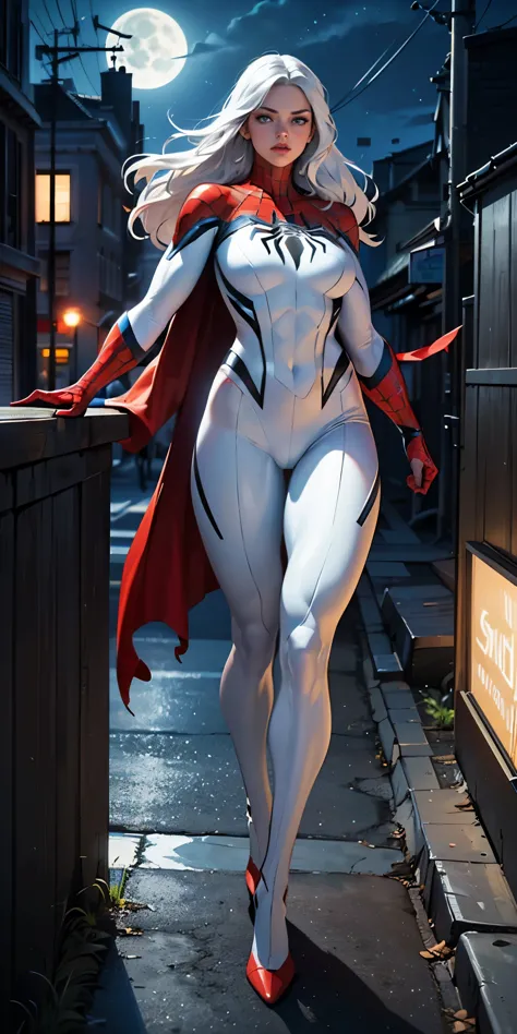 (Masterpiece, 4K resolution, ultra-realistic, highly detailed), (White costume superhero theme, charismatic, girl on top of the ...