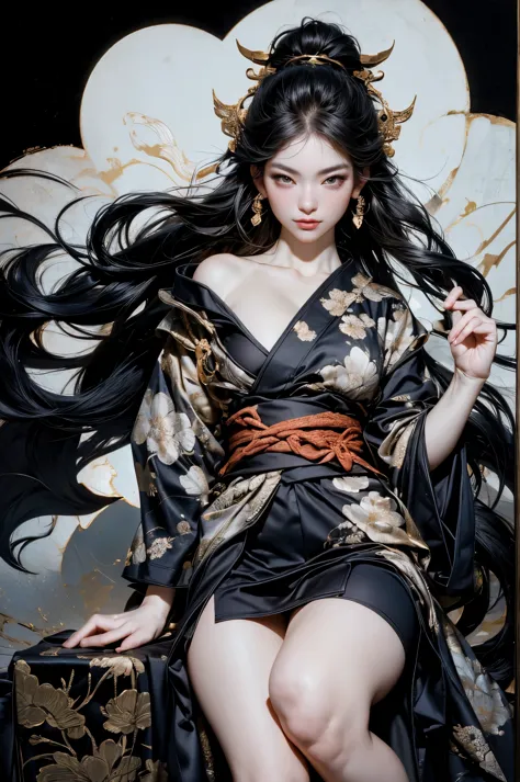 umalinda warrior sexy, pretty face, delicious company, alluring figure, wearing a sexy open kimono. the artwork is created in a ...