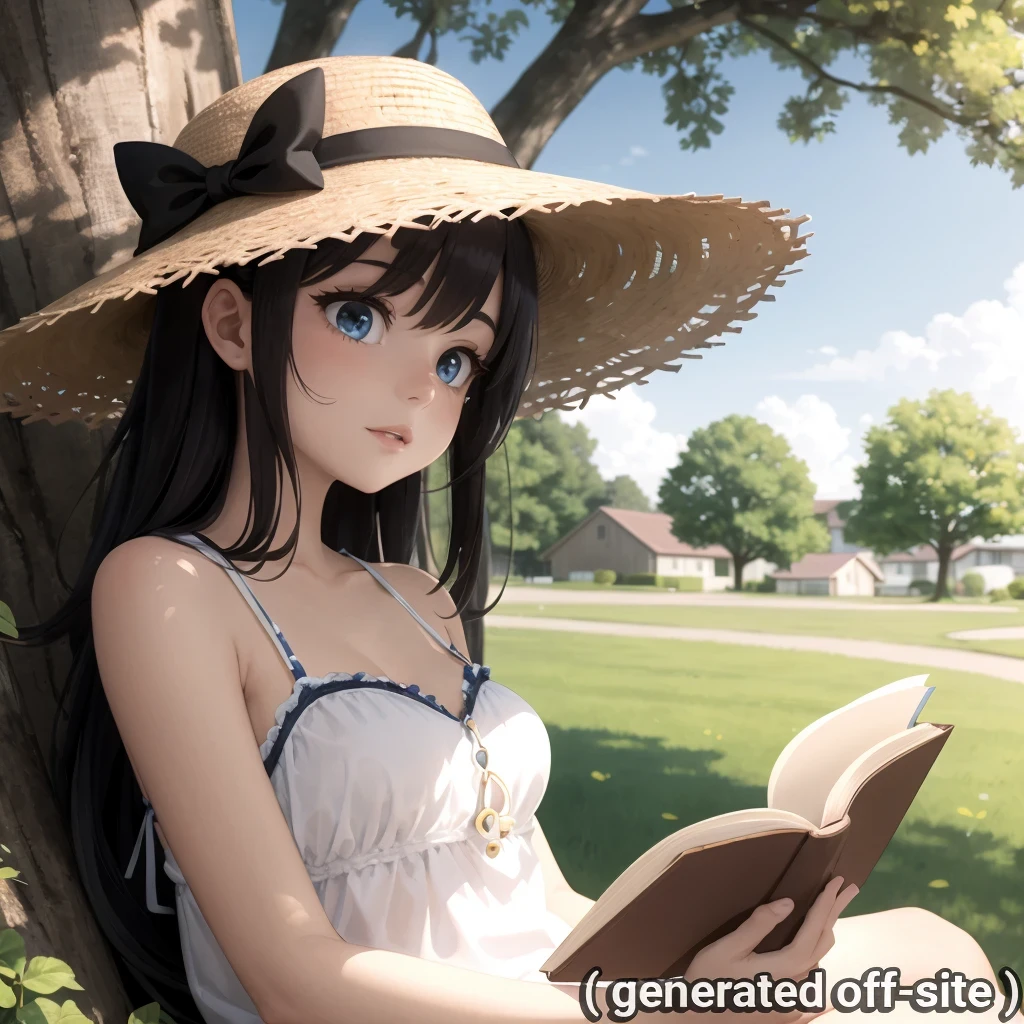 best quality, highly detailed, detailed background, female, girl, black hair, long hair, summer hat, looking away, reading book, outdoors, tree, sunshine, low-angle view, 
Negative prompt: EasyNegative, bad-hands-5, (low quality, worst quality:1.4), (text, logo, watermark, signature, username, link:1.4)
Steps: 34, Sampler: DPM++ SDE Karras, CFG scale: 8.5, Seed: 3322208635, Size: 512x512, Model hash: 05dbee1703, Model: _SpiritMerge1_1-7-4-2_, Denoising strength: 0.36, Clip skip: 2, Hires upscale: 2, Hires upscaler: R-ESRGAN 4x+, Version: v1.4.1