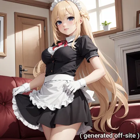 best quality, highly detailed, detailed background, female, 1girl, VertNormal, blonde hair, very long hair, maid uniform, skirt, worker gloves, indoors, living room, dusty, standing
Negative prompt: EasyNegative, bad-hands-5, (low quality, worst quality:1....