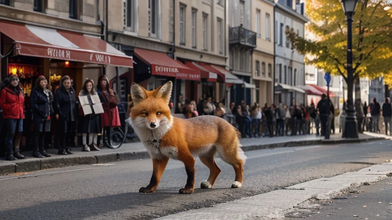  Create a picture of a red fox, avec une fourrure rouge vif et une queue en panache.